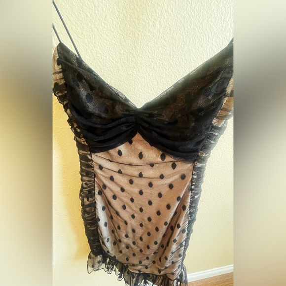 Black/Nude Lace Party Mini Dress - Picture 3 of 4